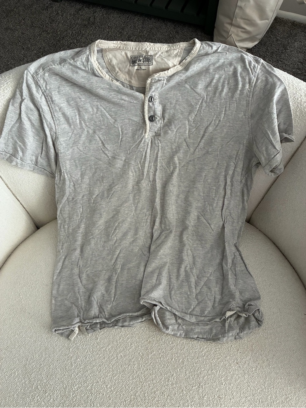 Converse Light Gray Short-Sleeve Henley Tee